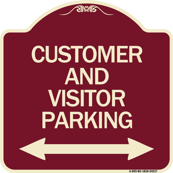Customer and Visitor Parking Bidirectional Arrow Heavy-Gauge Aluminum Sign, 18" x 18", BU-1818-24217